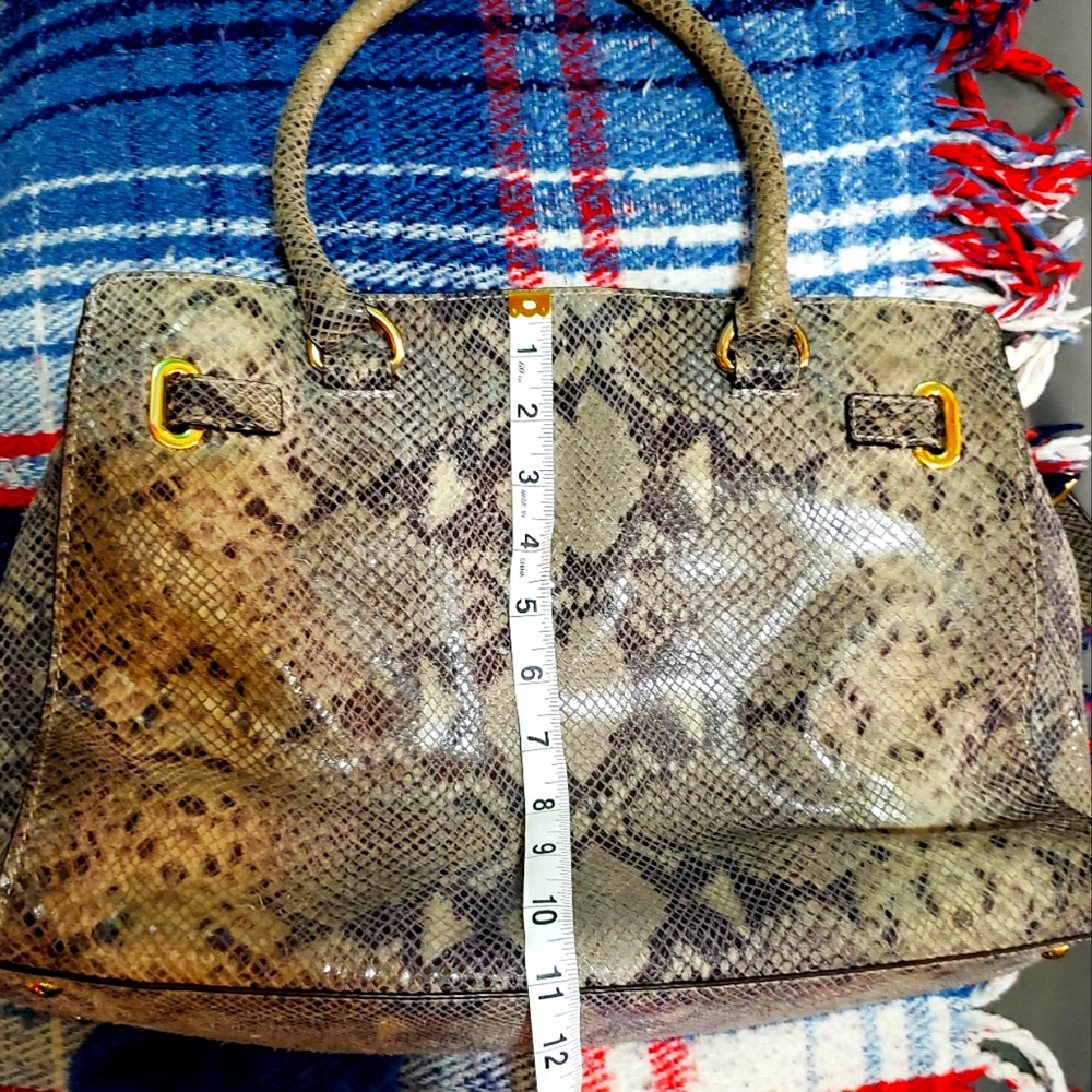Authentic Michael Kors Python Leather Purse W/Gol… - image 8